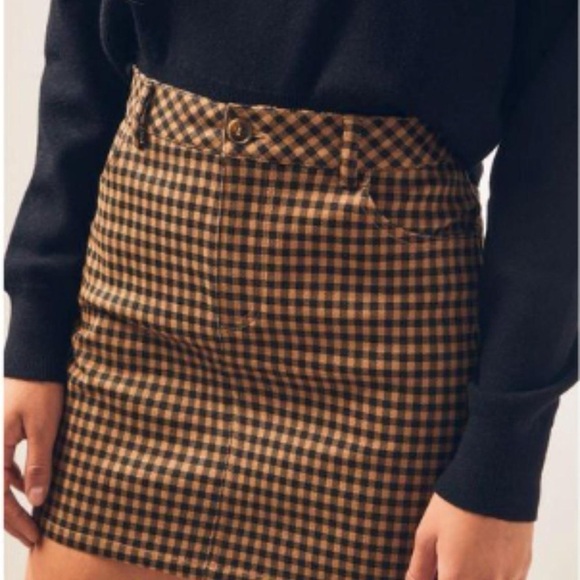 Kendall & Kylie Women’s Gingham Checkered Mini Skirt in Brown/Black Size M - Picture 4 of 13